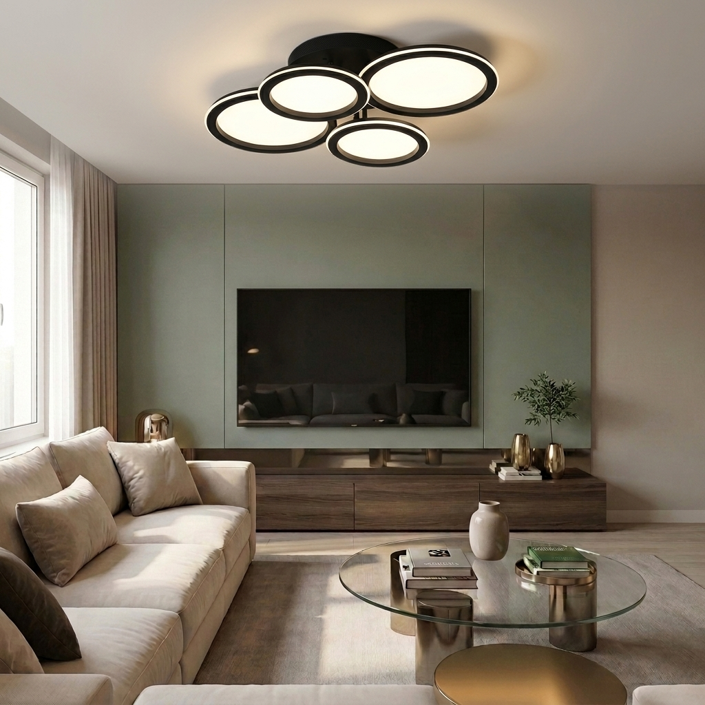 Lustră LED rotunda 120W neagra - lustre-led.ro