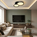 Lustra LED cu telecomanda, 76W, neagra, trei tipuri de lumina calda/naturala/rece, dimabila, aplicata, rotunda