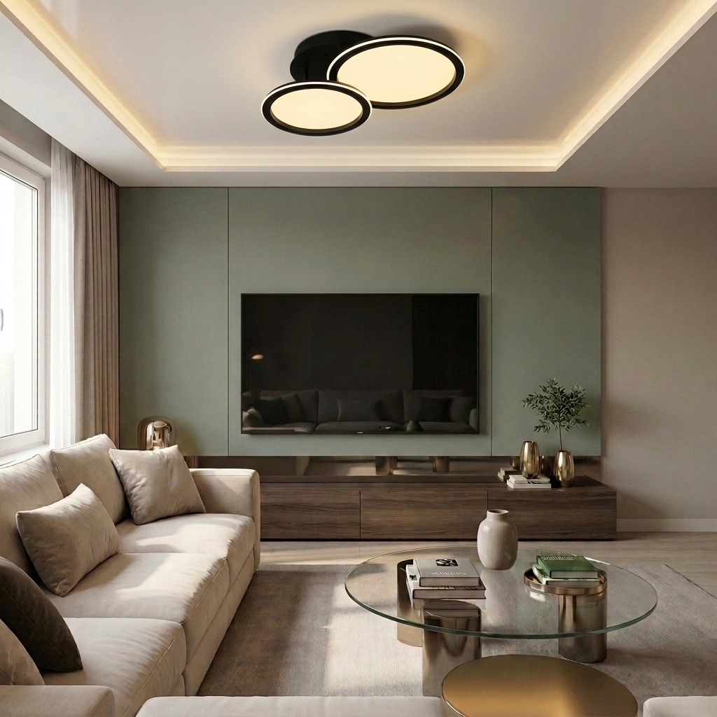 Lustră LED rotunda 76W neagra - lustre-led.ro
