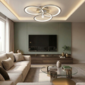 Lustra LED cu telecomanda, 144W, aurie, trei tipuri de lumina calda/naturala/rece, dimabila, aplicata, asimetrica