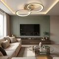 Lustra LED cu telecomanda, 58W, aurie, trei tipuri de lumina calda/naturala/rece, dimabila, aplicata, asimetrica