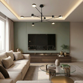 Lustra LED cu telecomanda, 100W, neagra, trei tipuri de lumina calda/naturala/rece, dimabila, aplicata, asimetrica