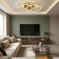 Lustra LED cu telecomanda, 90W, aurie, trei tipuri de lumina calda/naturala/rece, dimabila, aplicata, rotunda