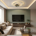 Lustra LED cu telecomanda, 150W, neagra, trei tipuri de lumina calda/naturala/rece, dimabila, aplicata, rotunda