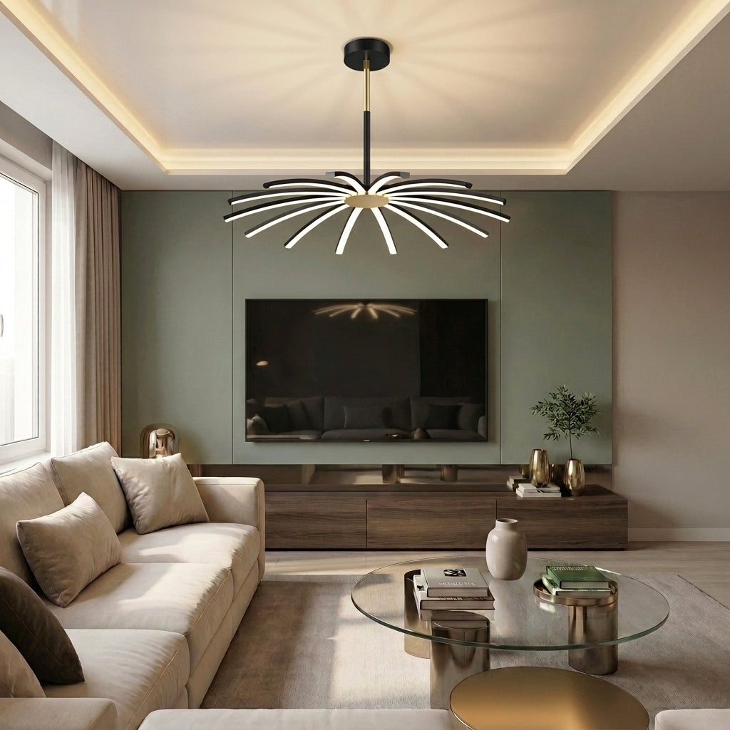Lustră LED rotunda 140W neagra - lustre-led.ro