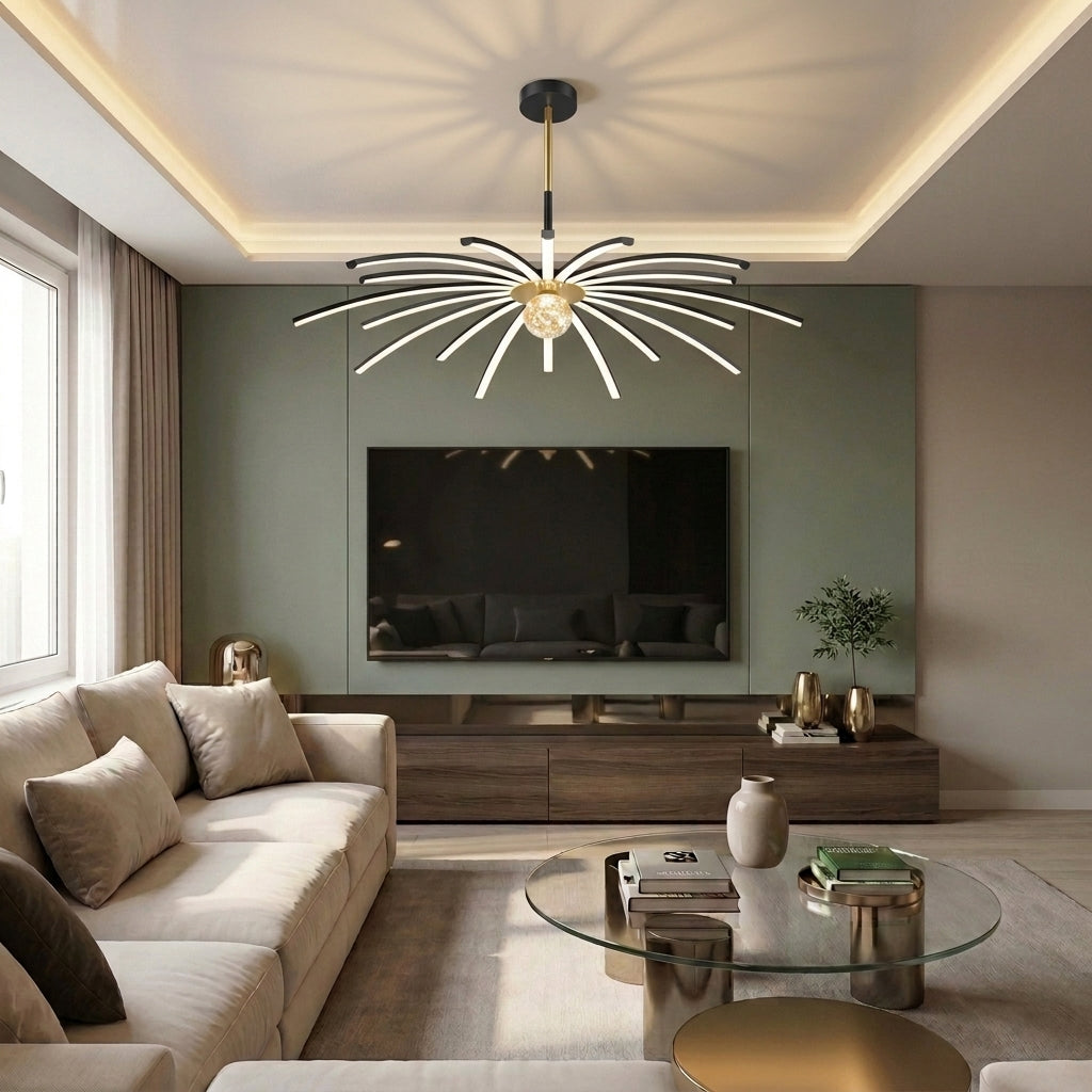 Lustră LED rotunda 224W neagra - lustre-led.ro