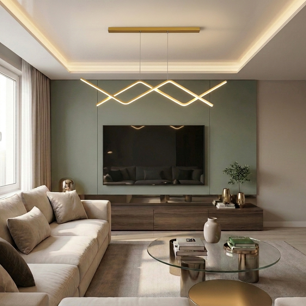 Lustră LED liniara 56W aurie - lustre-led.ro