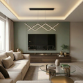 Lustra LED cu telecomanda, 92W, neagra, trei tipuri de lumina calda/naturala/rece, dimabila, suspendata, liniara