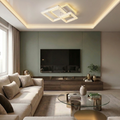 Lustra LED cu telecomanda, 80W, cristale, trei tipuri de lumina calda/naturala/rece, dimabila, aplicata, patrata