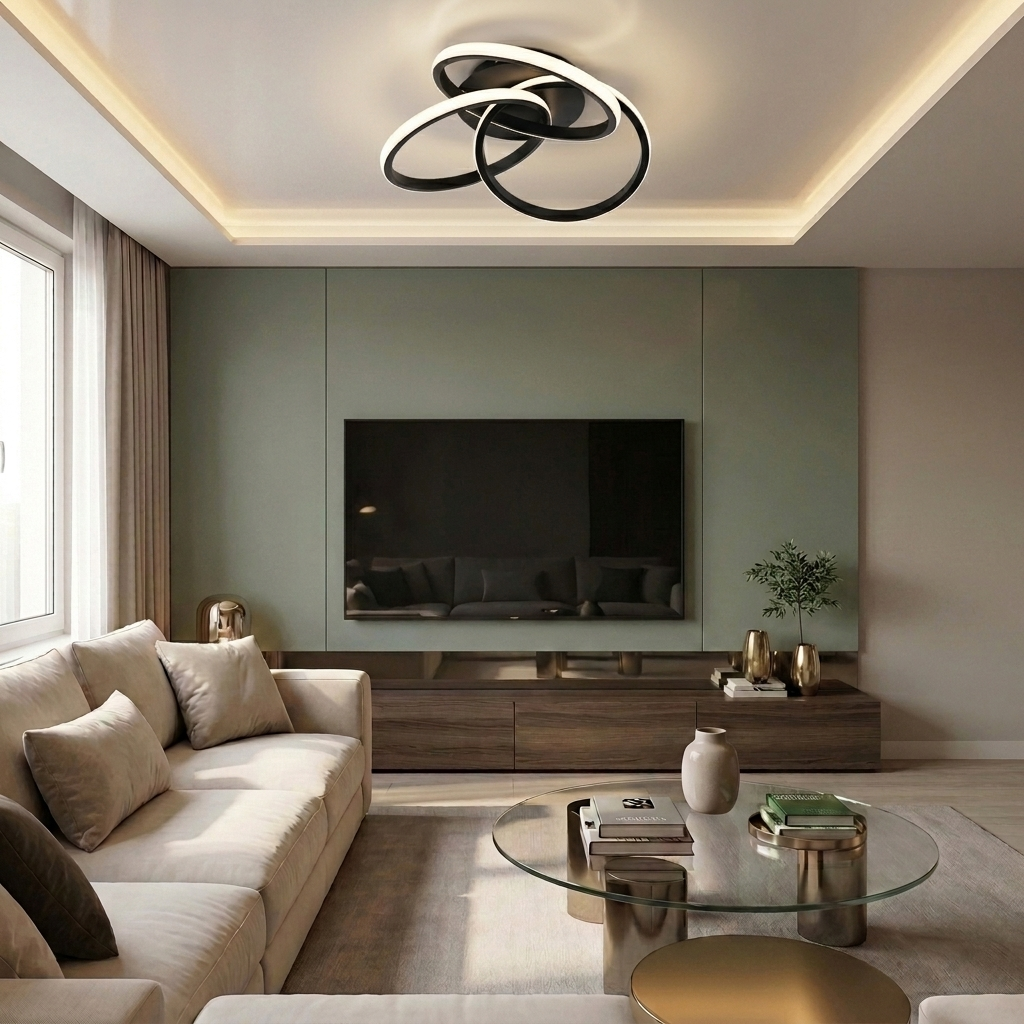 Lustră LED asimetrica 84W neagra - lustre-led.ro