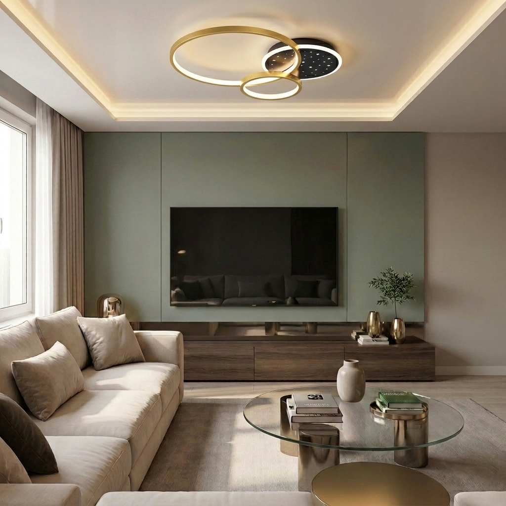 Lustră LED rotunda 108W aurie - lustre-led.ro