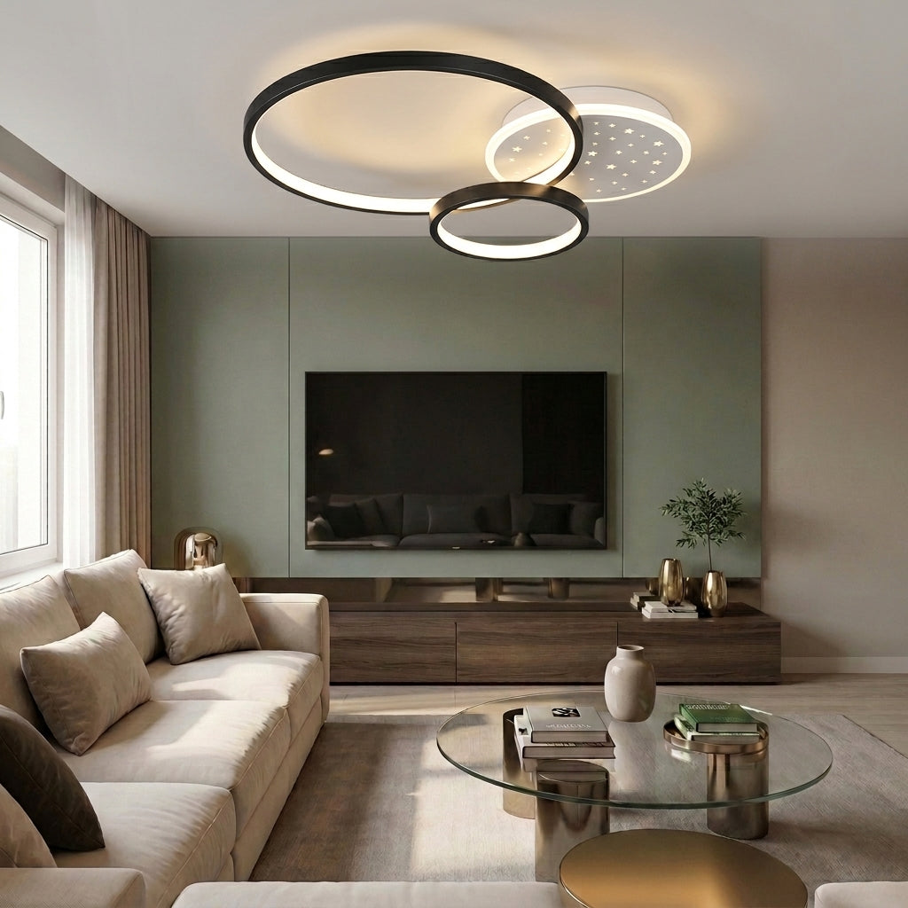 Lustră LED rotunda 108W neagra - lustre-led.ro