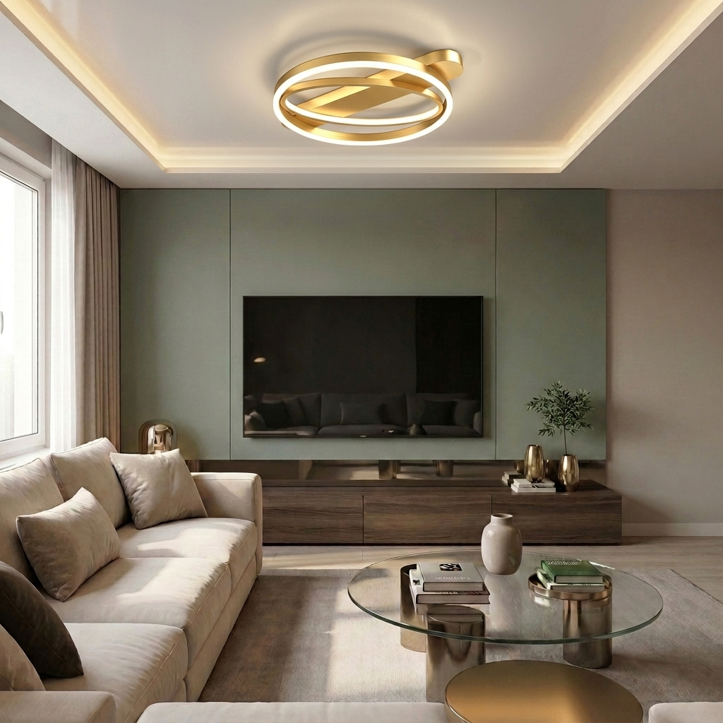 Lustră LED rotunda 122W aurie - lustre-led.ro