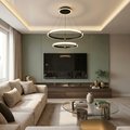 Lustra LED cu telecomanda, 65W, neagra, trei tipuri de lumina calda/naturala/rece, dimabila, suspendata, rotunda