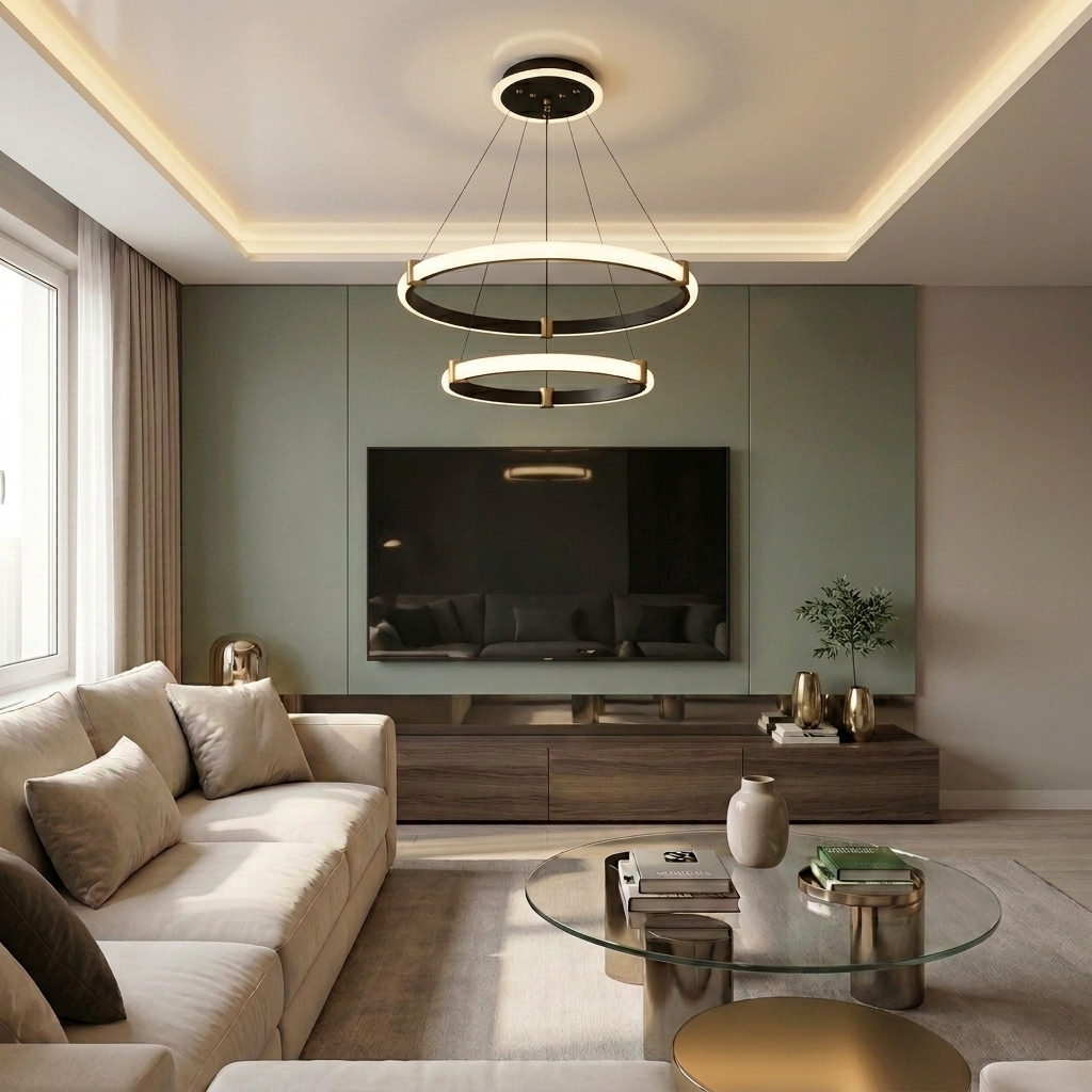 Lustră LED rotunda 65W neagra - lustre-led.ro