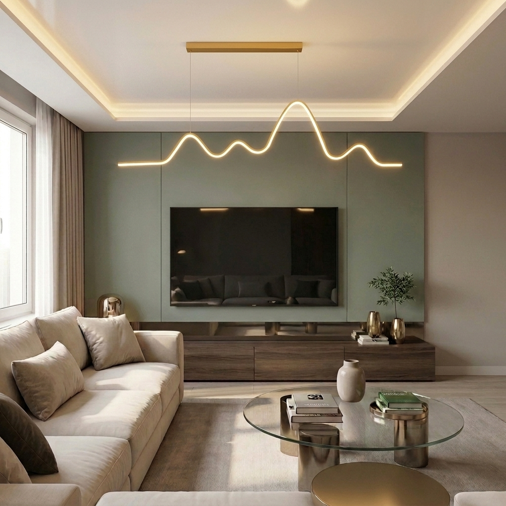 Lustră LED liniara 64W aurie - lustre-led.ro