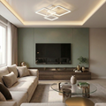 Lustra LED cu telecomanda, 104W, alba, trei tipuri de lumina calda/naturala/rece, dimabila, suspendata, asimetrica