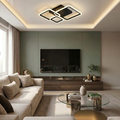 Lustra LED cu telecomanda, 104W, neagra, trei tipuri de lumina calda/naturala/rece, dimabila, suspendata, asimetrica