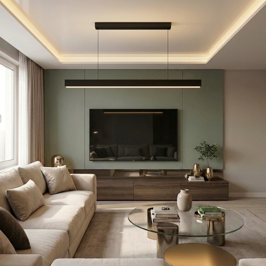Lustră LED liniara 37W neagra - lustre-led.ro
