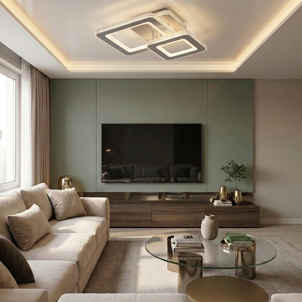 Lustră LED patrata 122W argintie - lustre-led.ro