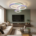 Lustra LED cu telecomanda, 122W, alba, trei tipuri de lumina calda/naturala/rece plus RGB, dimabila, aplicata, rotunda