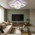 Lustra LED cu telecomanda, 70W, alba, trei tipuri de lumina calda/naturala/rece plus RGB, dimabila, aplicata, patrata