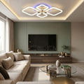 Lustra LED cu telecomanda, 71W, alba, trei tipuri de lumina calda/naturala/rece plus RGB, dimabila, aplicata, patrata