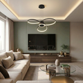 Lustra LED cu telecomanda, 84W, neagra, trei tipuri de lumina calda/naturala/rece, dimabila, suspendata, rotunda