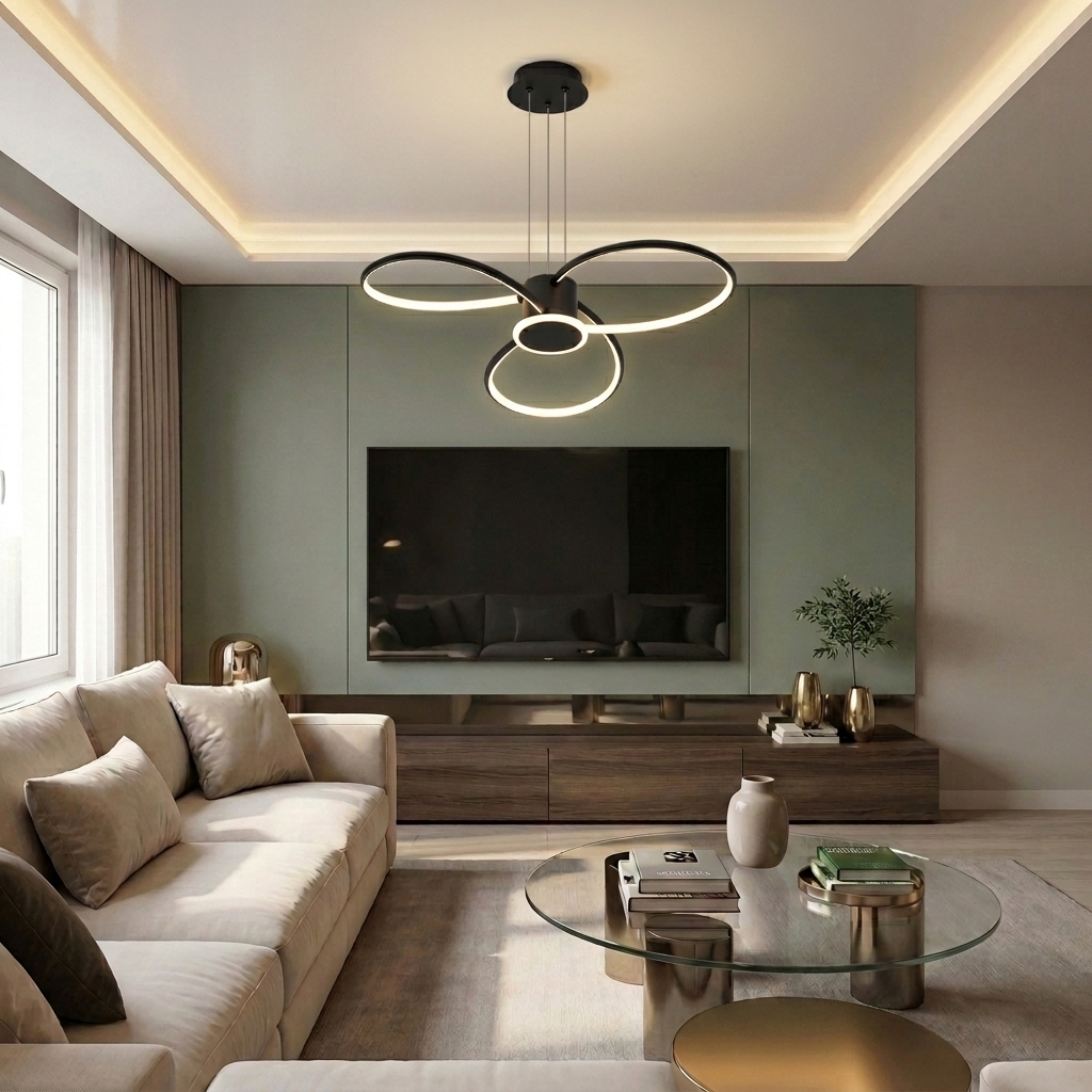 Lustră LED rotunda 84W neagra - lustre-led.ro