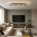 Lustra LED cu telecomanda, 104W, neagra, trei tipuri de lumina calda/naturala/rece, dimabila, aplicata, liniara
