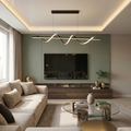 Lustra LED cu telecomanda, 106W, neagra, trei tipuri de lumina calda/naturala/rece, dimabila, suspendata, liniara
