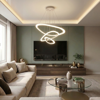 Lustra LED cu telecomanda, 118W, alba, trei tipuri de lumina calda/naturala/rece, dimabila, suspendata, rotunda
