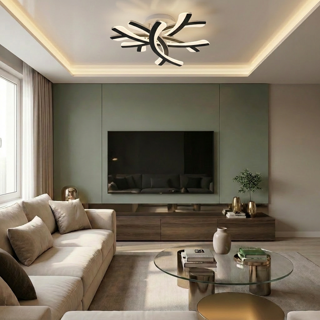 Lustră LED asimetrica 121W neagra - lustre-led.ro