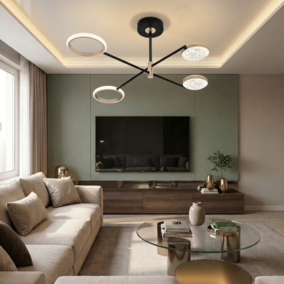 Lustra LED cu telecomanda, 43W, neagra, trei tipuri de lumina calda/naturala/rece, dimabila, aplicata, asimetrica