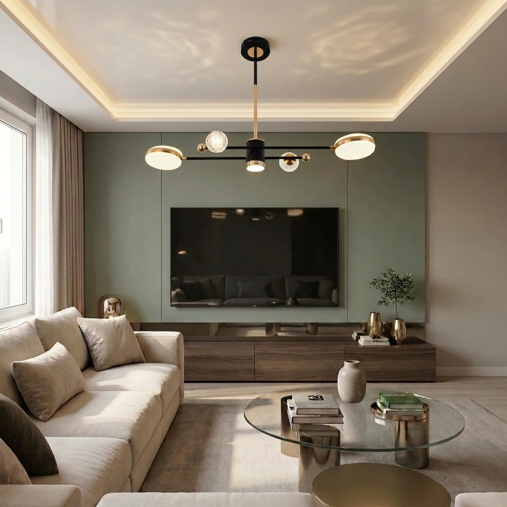 Lustră LED liniara 61W aurie - lustre-led.ro