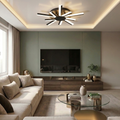 Lustra LED cu telecomanda, 70W, neagra, trei tipuri de lumina calda/naturala/rece, dimabila, aplicata, asimetrica