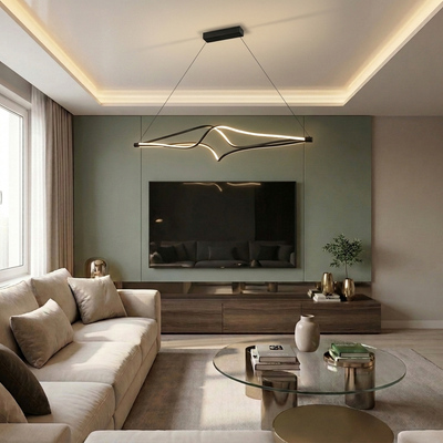 Lustra LED cu telecomanda, 78W, neagra, trei tipuri de lumina calda/naturala/rece, dimabila, suspendata, liniara