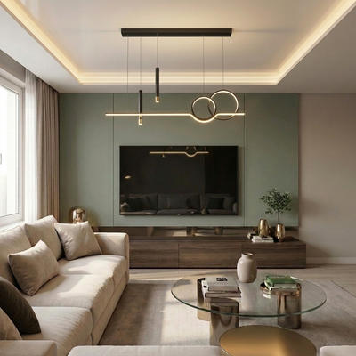 Lustra LED cu telecomanda, 98W, neagra, trei tipuri de lumina calda/naturala/rece, dimabila, suspendata, liniara