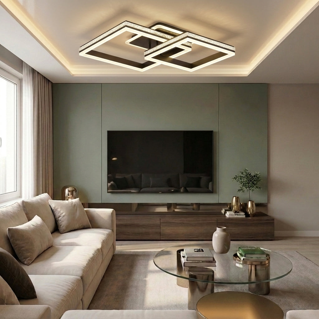 Lustră LED patrata 161W maro - lustre-led.ro