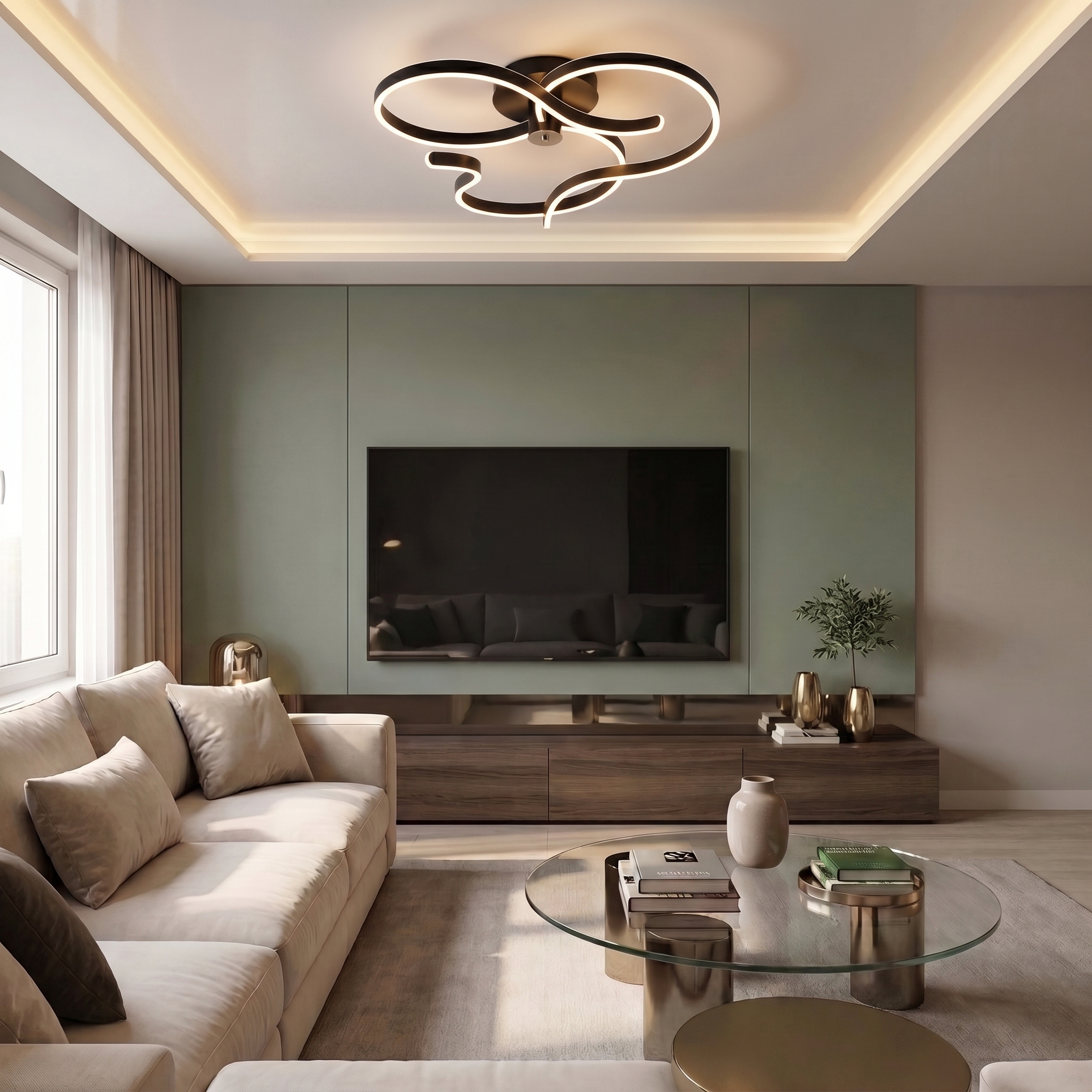 Lustră LED asimetrica 360W neagra - lustre-led.ro