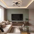 Lustra LED cu telecomanda, 288W, neagra, trei tipuri de lumina calda/naturala/rece, dimabila, aplicata, asimetrica