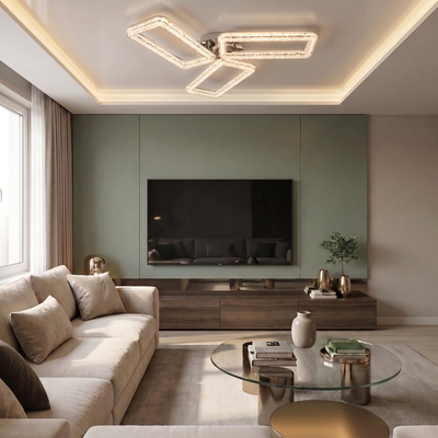 Lustra LED cu telecomanda, 120W, argintie, trei tipuri de lumina calda/naturala/rece, dimabila, aplicata, asimetrica