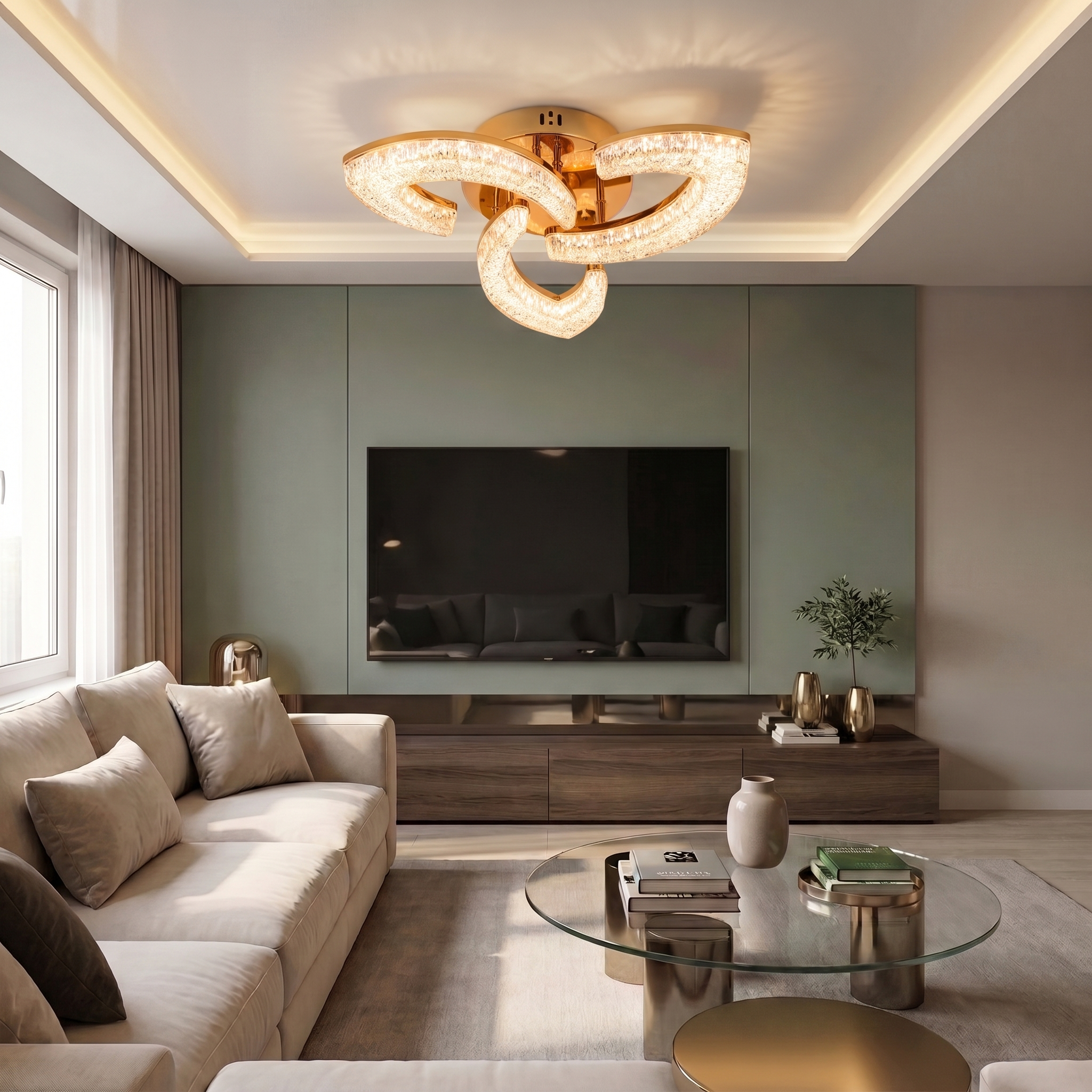Lustră LED asimetrica 80W aurie - lustre-led.ro