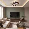 Lustra LED cu telecomanda, 88W, neagra, trei tipuri de lumina calda/naturala/rece, dimabila, aplicata, asimetrica