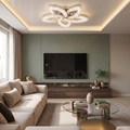 Lustra LED cu telecomanda, 120W, argintie, trei tipuri de lumina calda/naturala/rece, dimabila, aplicata, asimetrica