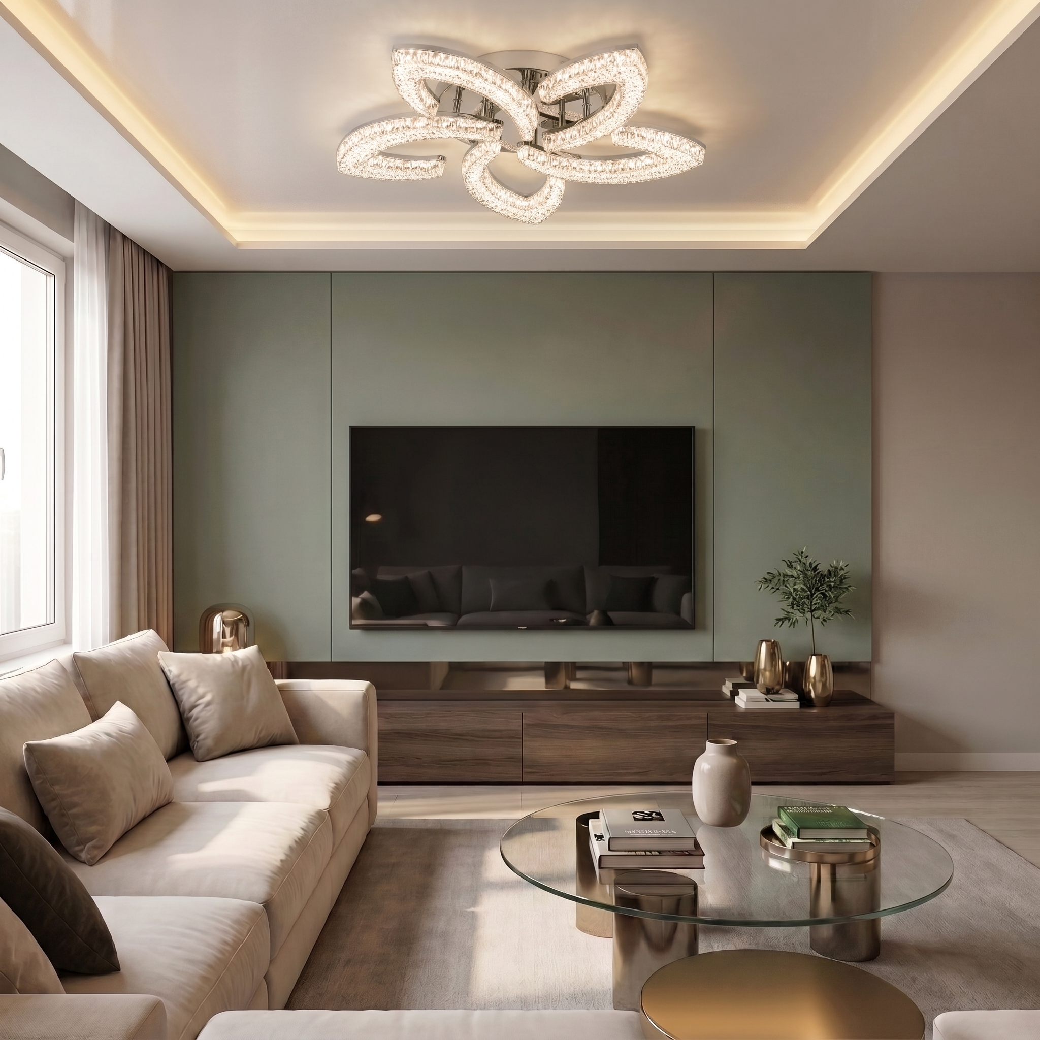 Lustră LED asimetrica 120W argintie - lustre-led.ro