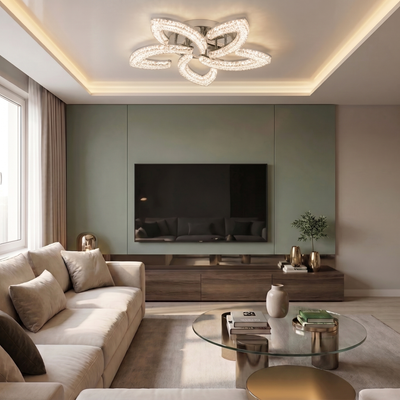 Lustra LED cu telecomanda, 120W, argintie, trei tipuri de lumina calda/naturala/rece, dimabila, aplicata, asimetrica