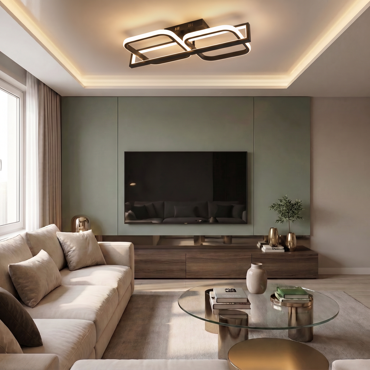 Lustră LED asimetrica 122W neagra - lustre-led.ro