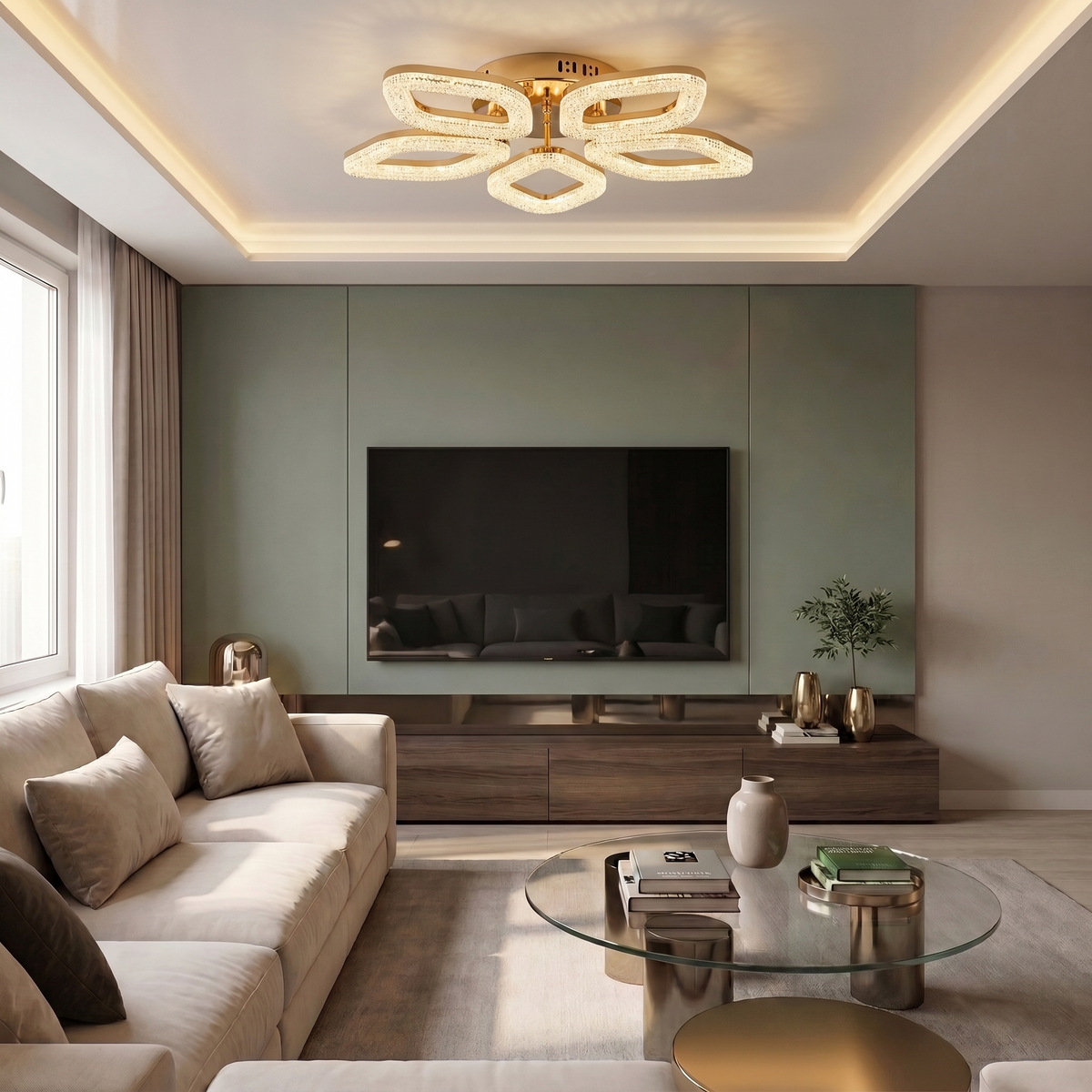 Lustră LED rotunda 100W aurie - lustre-led.ro