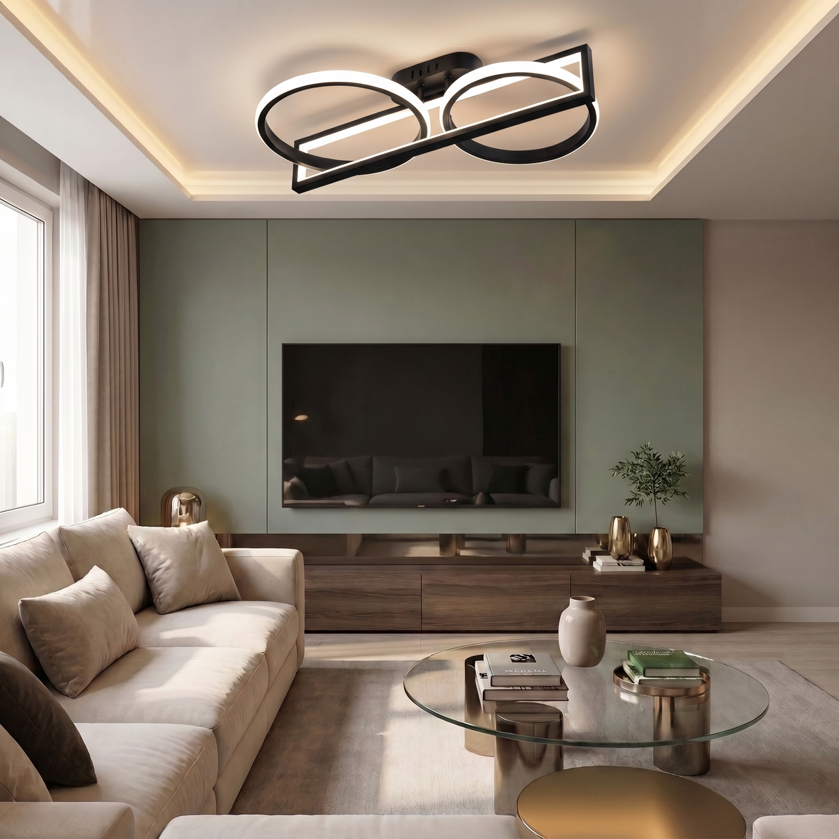 Lustră LED asimetrica 106W neagra - lustre-led.ro